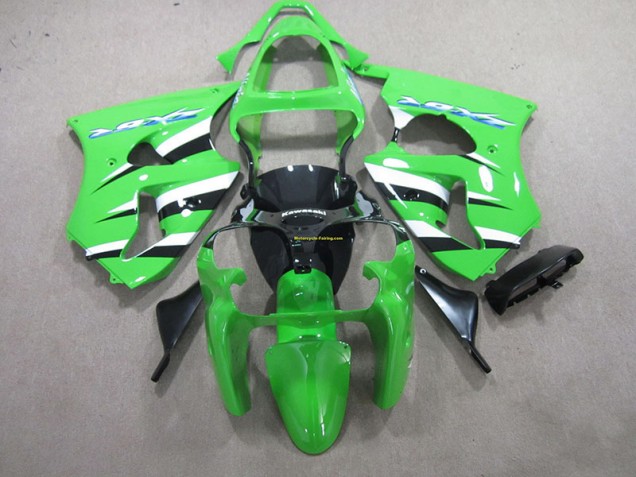 Beste ZX6R 2000-2002 Verkleidungen - Grün Schwarz Weiß