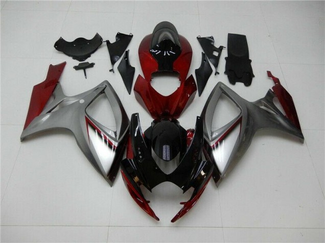 Beste GSXR 600 / 750 K6 2006-2007 Verkleidungen - Rot Silber