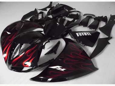 Beste R1 2009-2011 Verkleidungen - Rote Schwarz Flamme